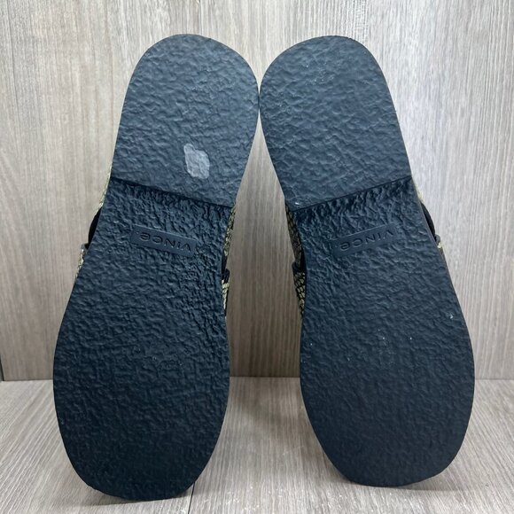 Vince Morris Strappy Flat Sandals 10M Snake Skin Ankle Strap Leather Green Black - Picture 12 of 14